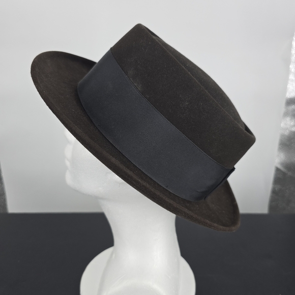Vintage Bond Royal Quality Brown Hat Bowler Fedora Size 7 Fur Felt USA Made - Picture 5 of 12